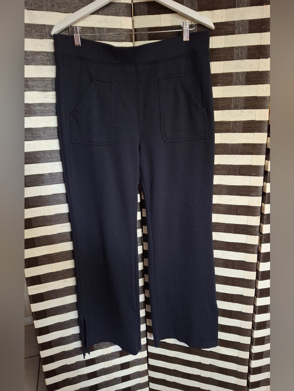 Maeve Anthropologie Eve Flare Pull-On Front Pockets Pants OB1430211 Black Large - Picture 2 of 16